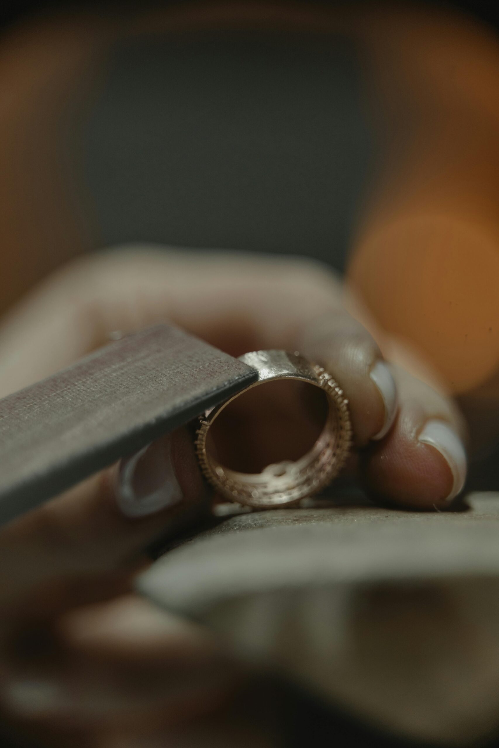 Jewelry filing and bezel wall refinement on silversmithing bench