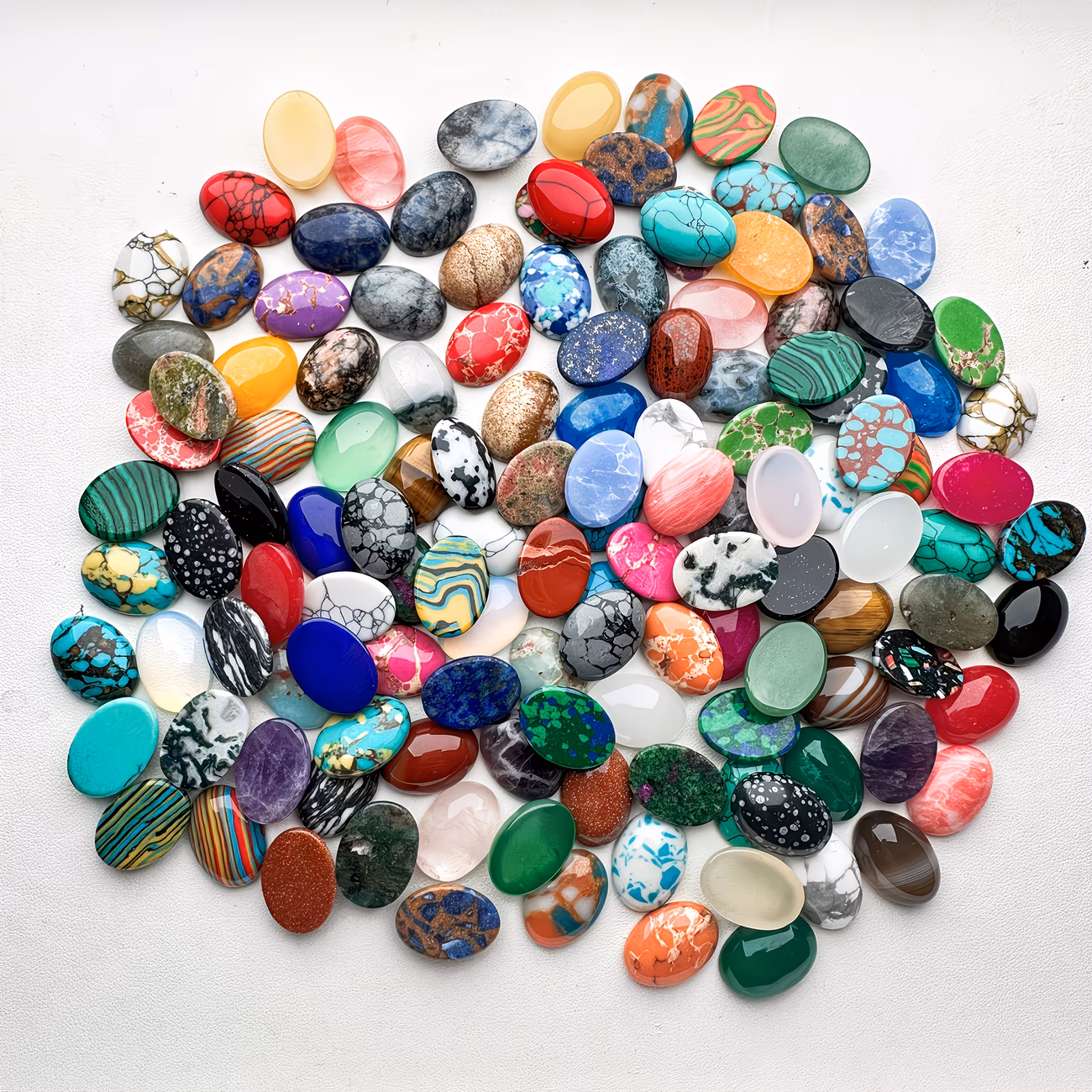 Cabochon stones prepared for measuring and bezel setting