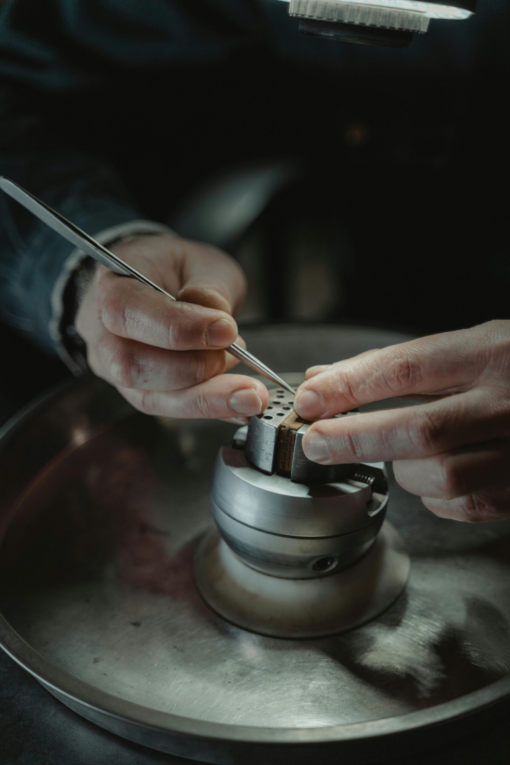 Silver ring seam being prepared or heated during jewelry soldering